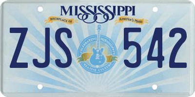 MS license plate ZJS542