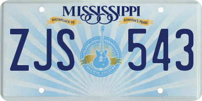 MS license plate ZJS543
