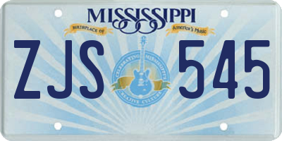 MS license plate ZJS545