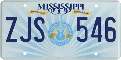 MS license plate ZJS546