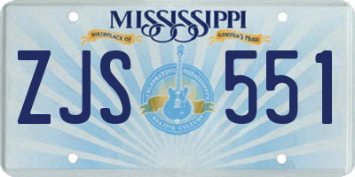 MS license plate ZJS551