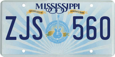 MS license plate ZJS560