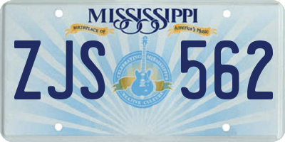 MS license plate ZJS562