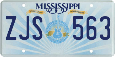 MS license plate ZJS563