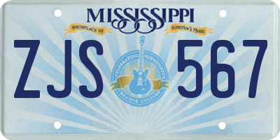MS license plate ZJS567