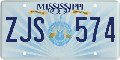 MS license plate ZJS574