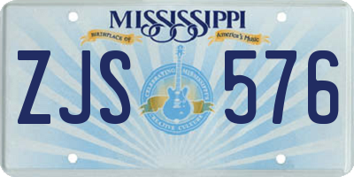 MS license plate ZJS576