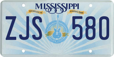 MS license plate ZJS580