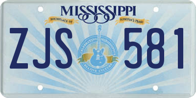 MS license plate ZJS581