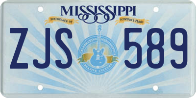 MS license plate ZJS589