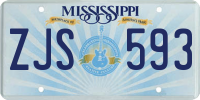 MS license plate ZJS593