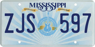 MS license plate ZJS597