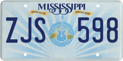 MS license plate ZJS598