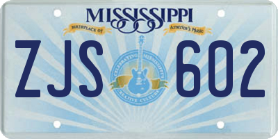 MS license plate ZJS602