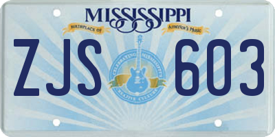 MS license plate ZJS603