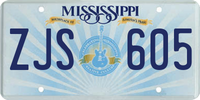 MS license plate ZJS605