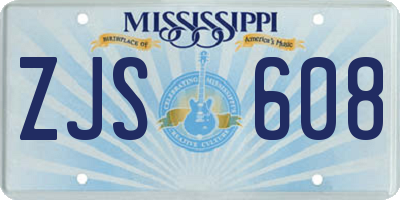 MS license plate ZJS608