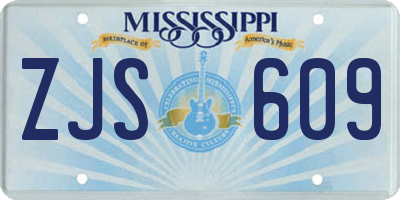 MS license plate ZJS609