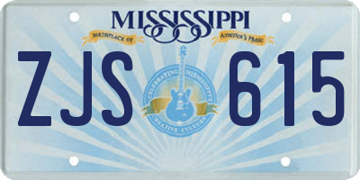 MS license plate ZJS615