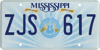 MS license plate ZJS617