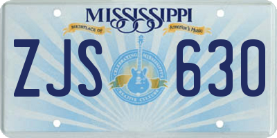 MS license plate ZJS630