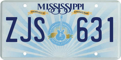 MS license plate ZJS631