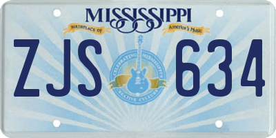 MS license plate ZJS634