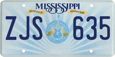 MS license plate ZJS635