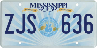 MS license plate ZJS636