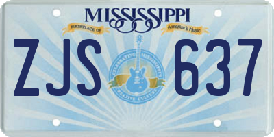 MS license plate ZJS637