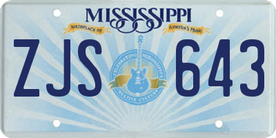 MS license plate ZJS643