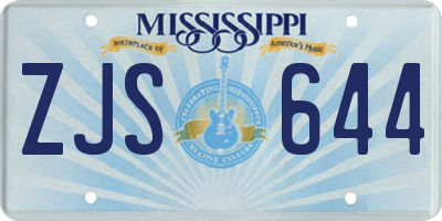MS license plate ZJS644
