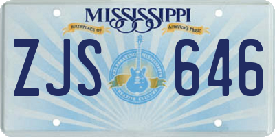 MS license plate ZJS646