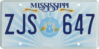 MS license plate ZJS647