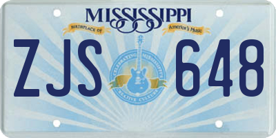 MS license plate ZJS648