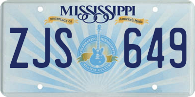 MS license plate ZJS649
