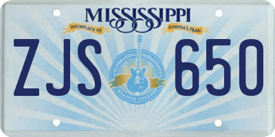 MS license plate ZJS650