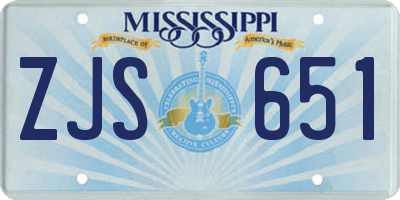 MS license plate ZJS651