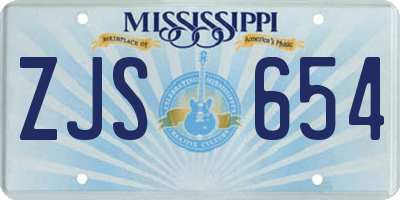 MS license plate ZJS654