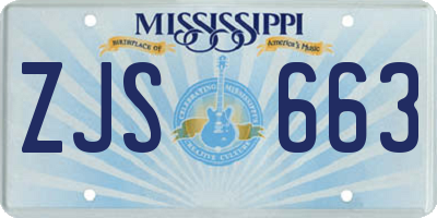 MS license plate ZJS663