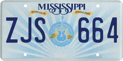 MS license plate ZJS664