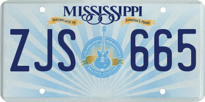 MS license plate ZJS665