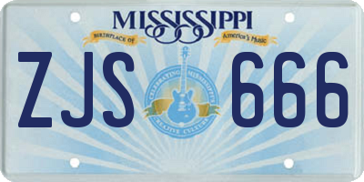 MS license plate ZJS666