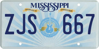 MS license plate ZJS667