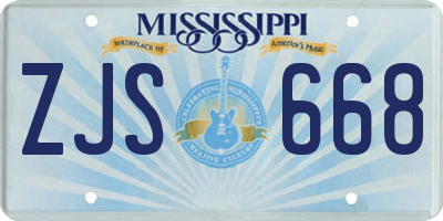 MS license plate ZJS668