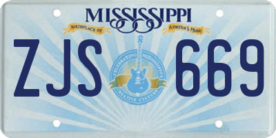 MS license plate ZJS669