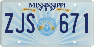 MS license plate ZJS671