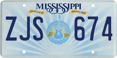 MS license plate ZJS674