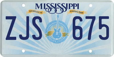 MS license plate ZJS675