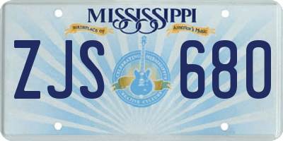 MS license plate ZJS680